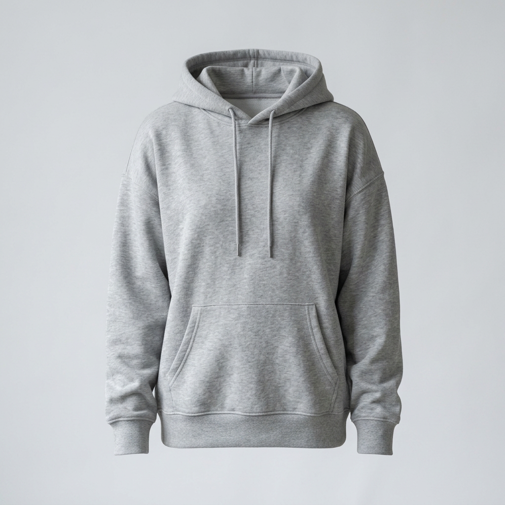 AI concept: gray oversized hoodie front view