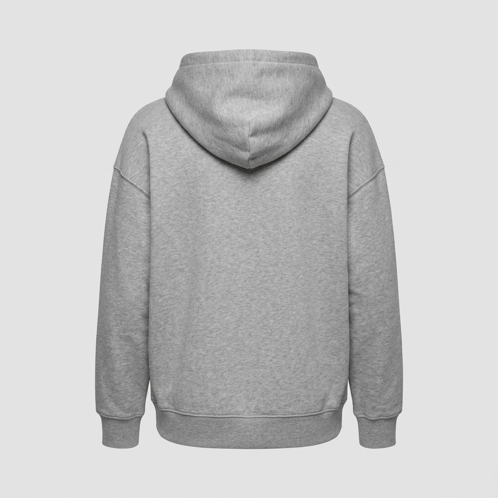 AI concept: gray oversized hoodie back view