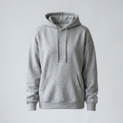 AI concept: gray oversized hoodie front view