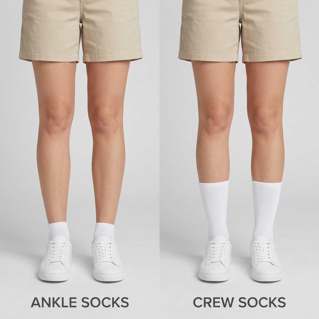 AI concept: ankle socks and crew socks styling comparison