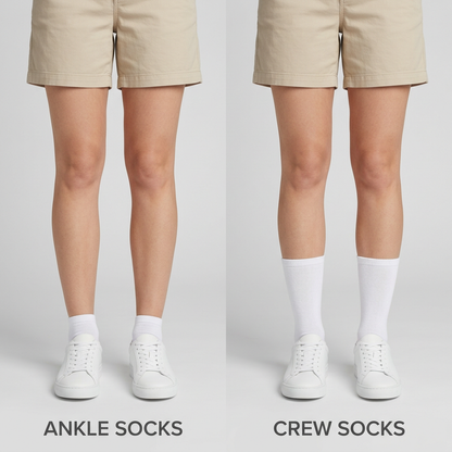 AI concept: ankle socks and crew socks styling comparison