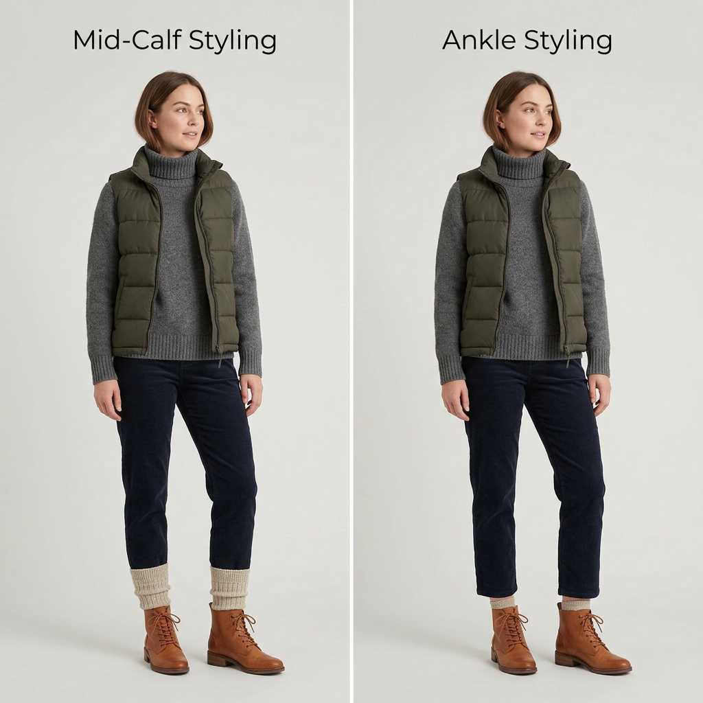 AI concept: mid-calf and ankle socks styling comparison