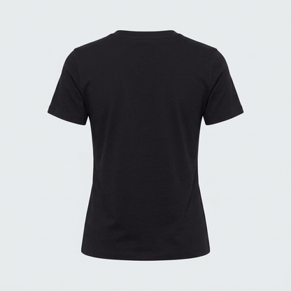 AI concept: black fitted crew-neck T-shirt back view