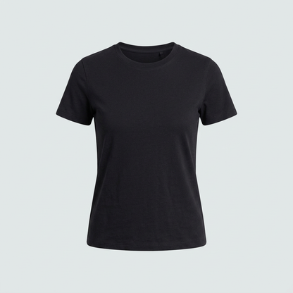 AI concept: black fitted crew-neck T-shirt front view