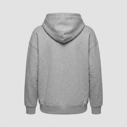 AI concept: gray oversized hoodie back view